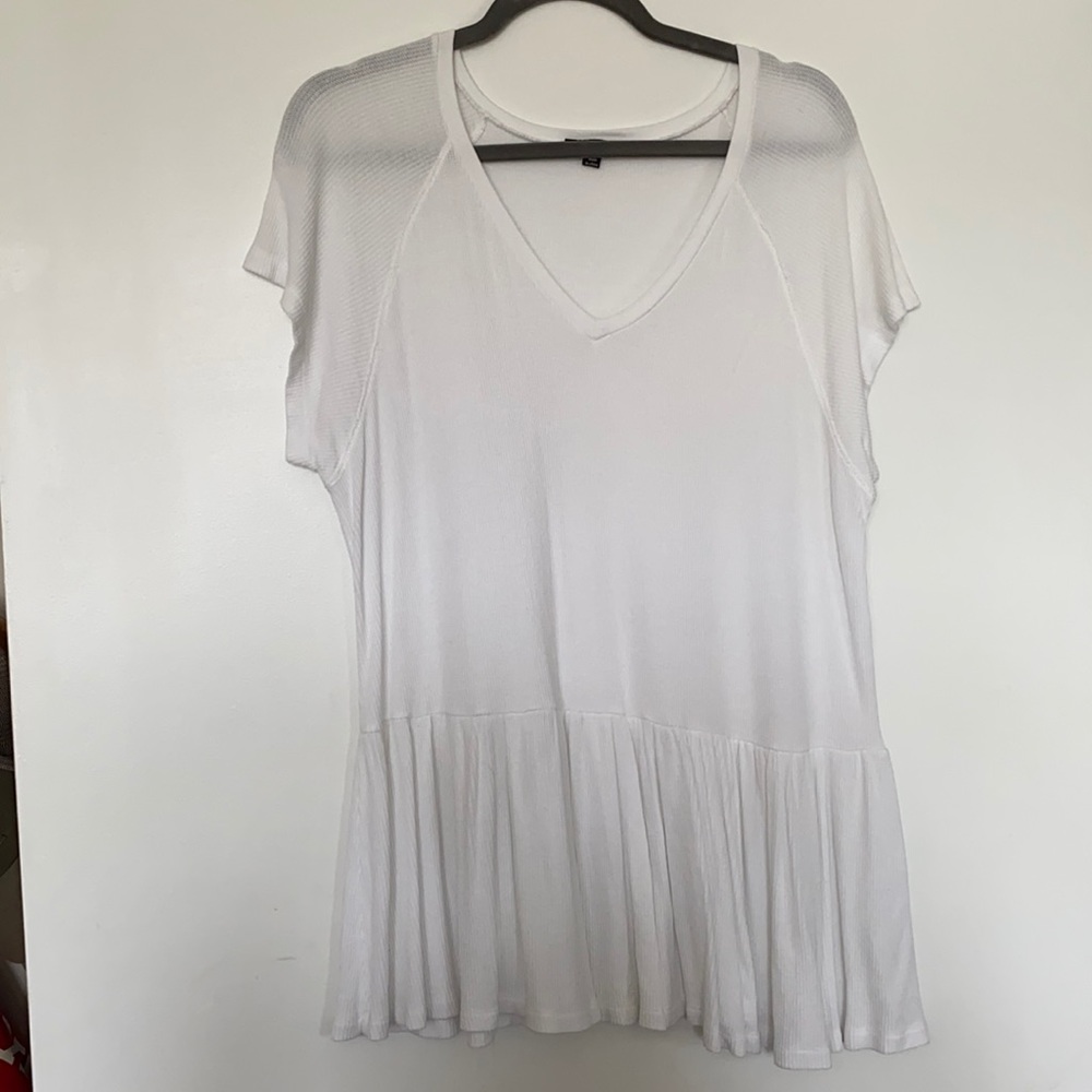 White Babydoll Waffle Tee